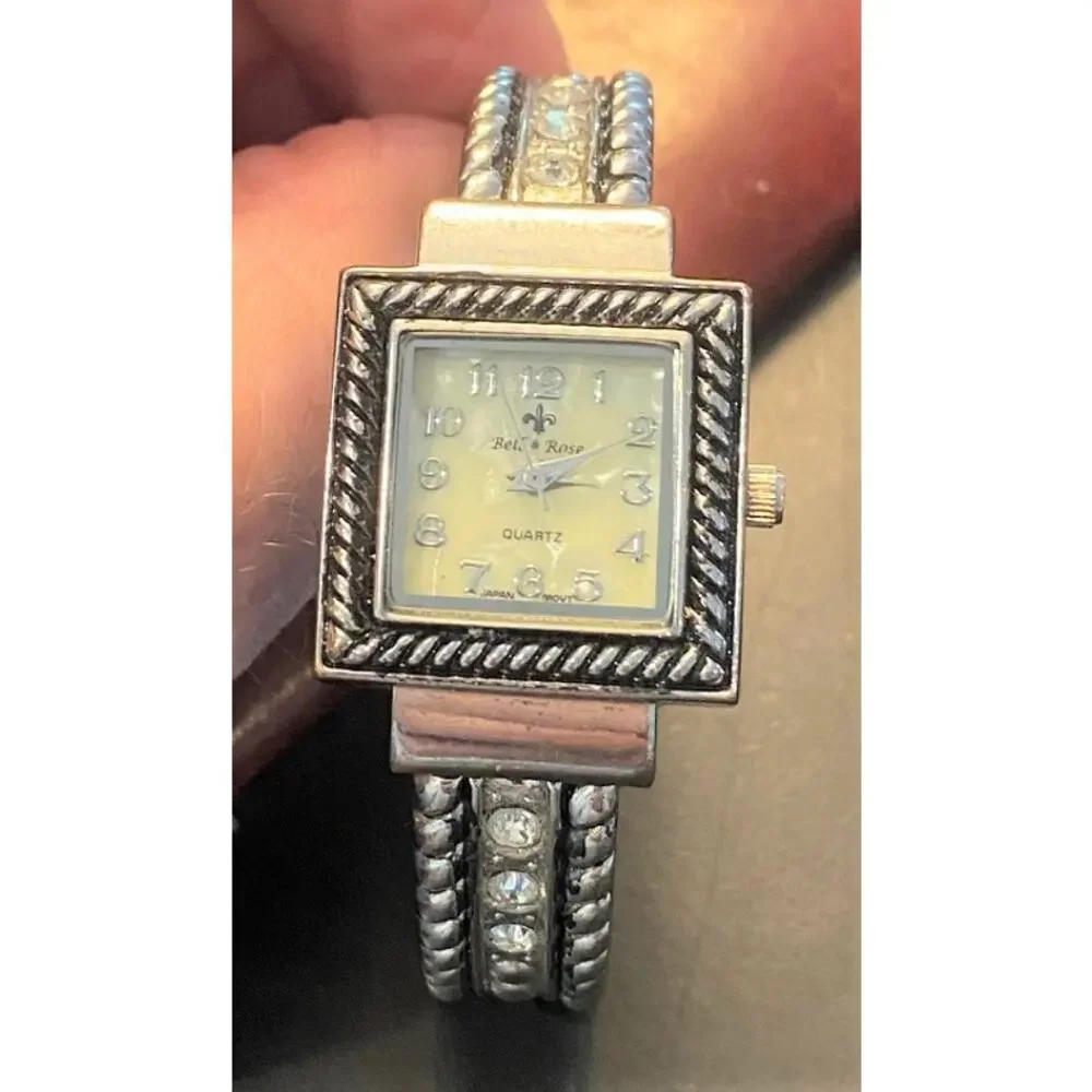 Women's 24mm Silver Tone Bella& Rose Watch, Crystal; Accents, MOP Face